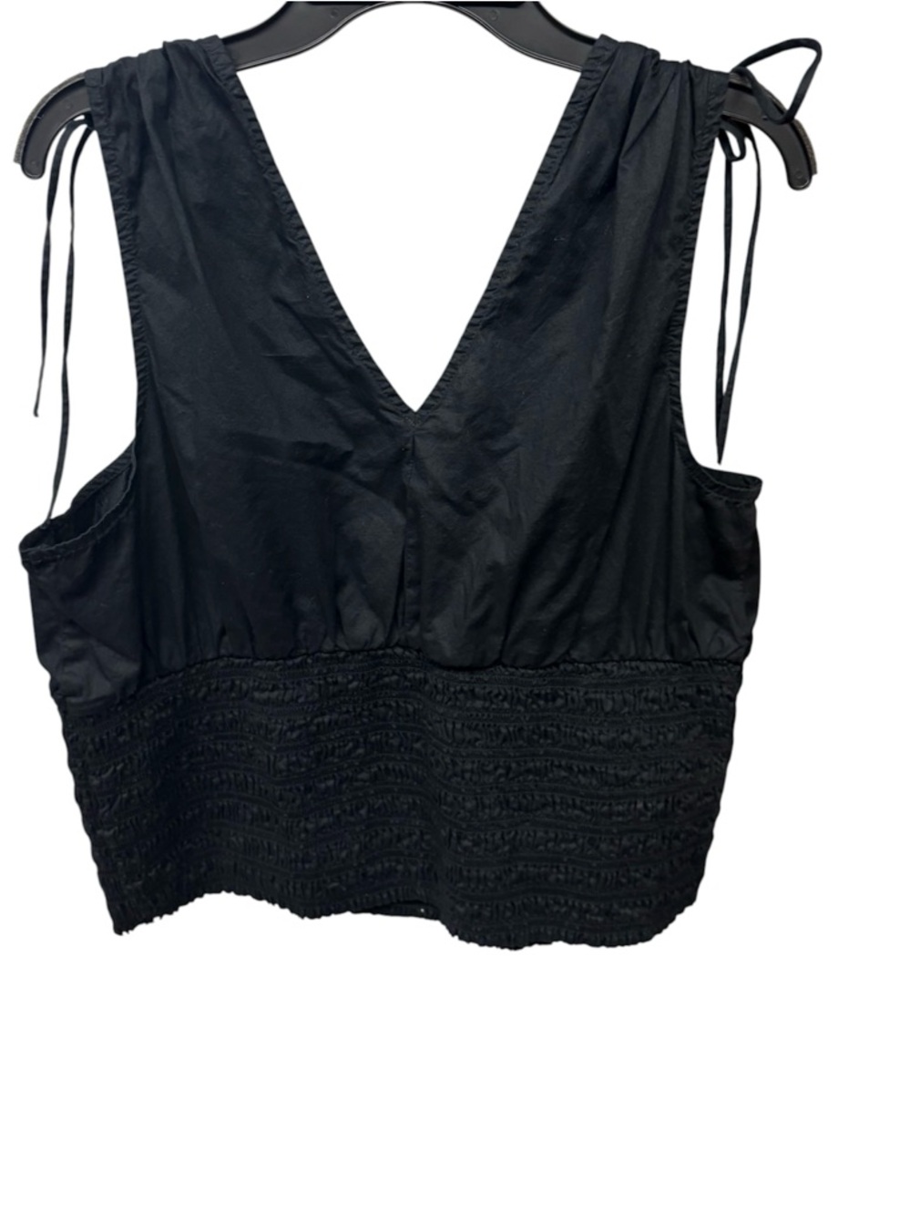 Old Navy Black Fitted Sleeveless V-Neck Tie-Shoulder Blouse Top XL - Picture 3 of 5